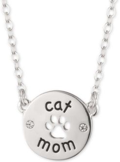 Silver-Tone Cat Mom Pendant Necklace, 16" + 3" extender