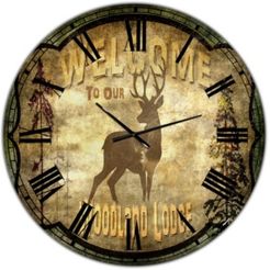 Welcome Lodge Deer Large Cottage Wall Clock - 36" x 28" x 1"