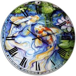 Koi Koi and Lily Large Nautical & Coastal Wall Clock - 36" x 28" x 1"