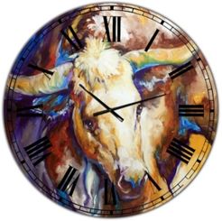 Power Longhorn Abstract Oversized Cottage Wall Clock - 36" x 28" x 1"