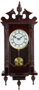 Clock Collection Classic 31" Chiming Wall Clock with Roman Numerals and a Swinging Pendulum