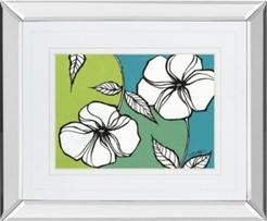 Flowers in Unity - Teal by David Bromstad Mirror Framed Print Wall Art, 34" x 40"