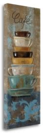 Antique Coffee Cups I by Silvia Vassileva Giclee Print on Gallery Wrap Canvas, 13" x 32"