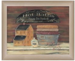 Hot Bath by Pam Britton, Ready to hang Framed print, Taupe Frame, 17" x 14"