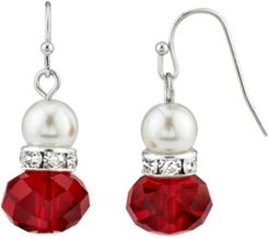 Simulated Imitation Pearl Crystal Rondell Drop Earring