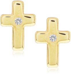 My Very Own Diamond Children's Diamond Accent Cross Stud Earrings in 14K Gold over Silver