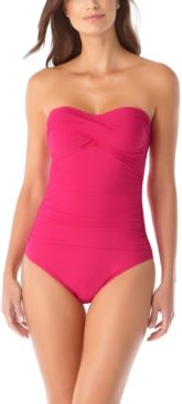 Twist-Front Ruched One-Piece Swimsuit Women's Swimsuit