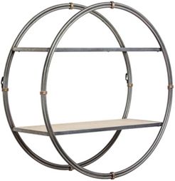 American Art Decor Rustic Wood Round Wall Shelf