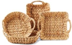 Hand-Crafted Handled Water Hyacinth Baskets - Set of 4
