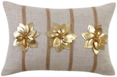 Gold Poinsettia 12" x 18" Throw Pillow Cover