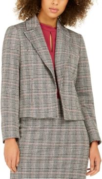 Notch-Collar Plaid Blazer