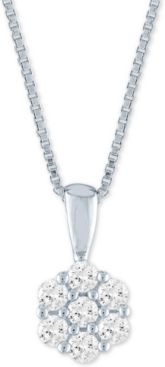 Lab-Created Diamond Cluster 18" Pendant Necklace (1/4 ct. t.w.) in Sterling Silver