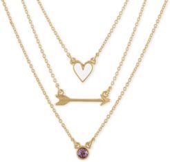 Gold-Tone 3-Pc. Set Heart, Arrow & Stone Pendant Necklaces, 17" + 2" extender
