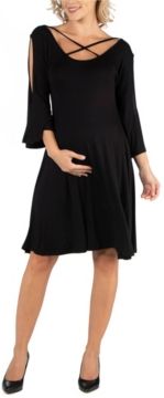 Maternity Knee Length Cold Shoulder Dress