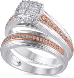 Certified Diamond (3/8 ct. t.w.) Bridal Set in 14K White and Rose Gold