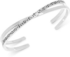Filigree Crossover Cuff Bracelet in Sterling Silver