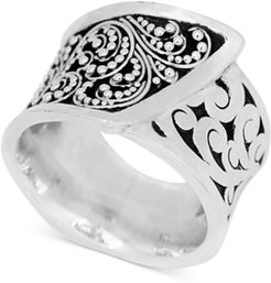 Square Carved Wrap-Look Statement Ring in Sterling Silver