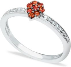 Orange Sapphire (1/4 ct. t.w.) Diamond (1/20 ct. t.w.) Stackable ring Set in Sterling Silver