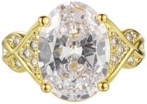 Gold-Tone White Topaz Accent Ring