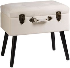 19.7" L Seashell Velvet Upholstered Storage Stool with Black Solid Rubberwood Legs