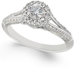 Diamond Split-Setting Halo Engagement Ring (1/2 ct. t.w.) in 14k White Gold