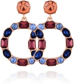 Mixed Gems Front Facing Hoop Earring