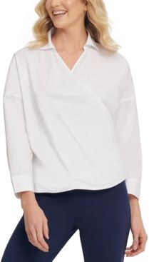 Cotton Collared Wrap Top