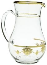 Glass Water Pitcher with 14K Gold Design