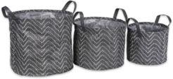 Polyethylene Coated Woven Paper Laundry Bin Tribal Chevron Round Set of 3