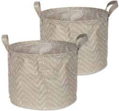 Polyethylene Coated Woven Paper Laundry Bin Tribal Chevron Stone Round Small Set of 2