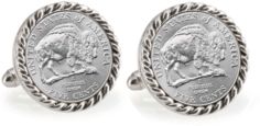 2005 Bison Nickel Rope Bezel Coin Cuff Links