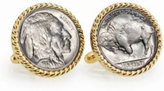 Buffalo Nickel Rope Bezel Coin Cuff Links