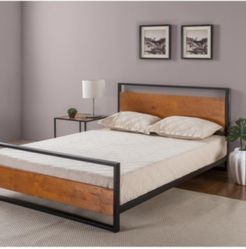 Suzanne Metal and Wood Platform Bed with Headboard and Footboard, Queen