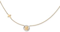 Angel & Cross 17" Diamond Cut Necklace in 14K Gold and Rhodium Plating