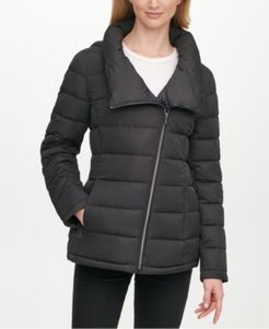 Asymmetrical Hooded Packable Puffer Coat, Created for Macy's