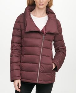Asymmetrical Hooded Packable Puffer Coat, Created for Macy's