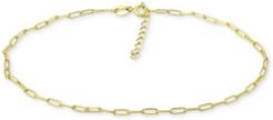 Paperclip Link Ankle Bracelet in Sterling Silver and 18k Over Silver, Created for Macy's