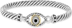 Effy Black Diamond Evil Eye Bangle Bracelet (1/6 ct. t.w.) in Sterling Silver & 18k Gold-Plate