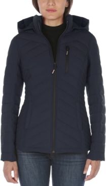 Hooded Stretch Packable Puffer Coat, Created For Macy's