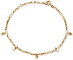 18k Gold-Plated Cubic Zirconia & Bead Cluster Charm Link Bracelet