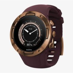 5 Men's Burgundy Copper Silicon Strap Compact Gps Sports Watch, 46mm