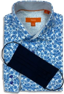 Receive a Free Face Mask with purchase of the Tallia Men's Slim-Fit Performance Stretch Floral Print Dress Shirt