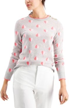 Printed Button-Shoulder Sweater, Created for Macy's