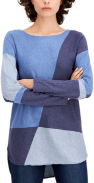 Inc Colorblocked Shirttail Sweater, Regular & Petite Sizes, Created for Macy's