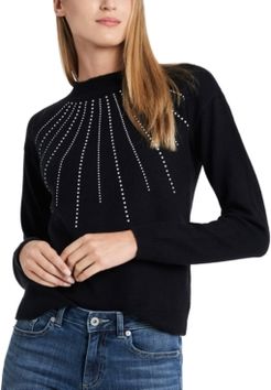 Embellished Mock-Neck Sweater