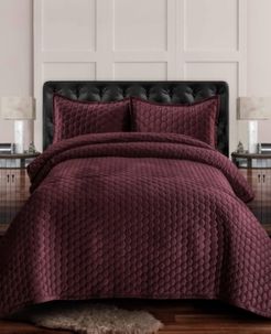 Lugano Honeycomb Velvet Oversized Solid 2 Piece Quilt Set, Twin