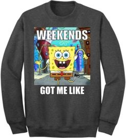 SpongeBob "Weekends Got Me Like" Crew Fleece Sweatshirt