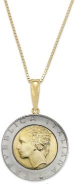 Vermeil and Sterling Silver Lira Coin Pendant Necklace