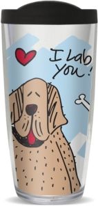 Cartoon Dog 16-Oz. Travel Tumbler with Black Lid by Jason Naylor