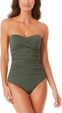 Twist-Front Ruched One-Piece Swimsuit Women's Swimsuit